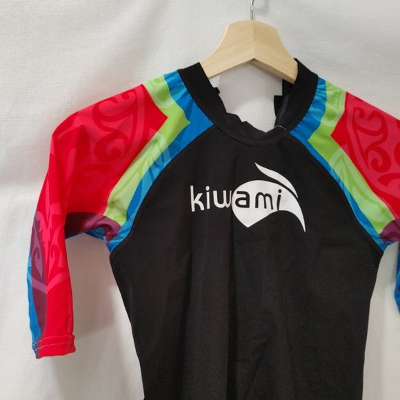 Kiwami Triathlon AQUARUSH SLEEVED SWIMSKIN Black Pink Rainbow Swimming Suit M - Picture 5 of 11